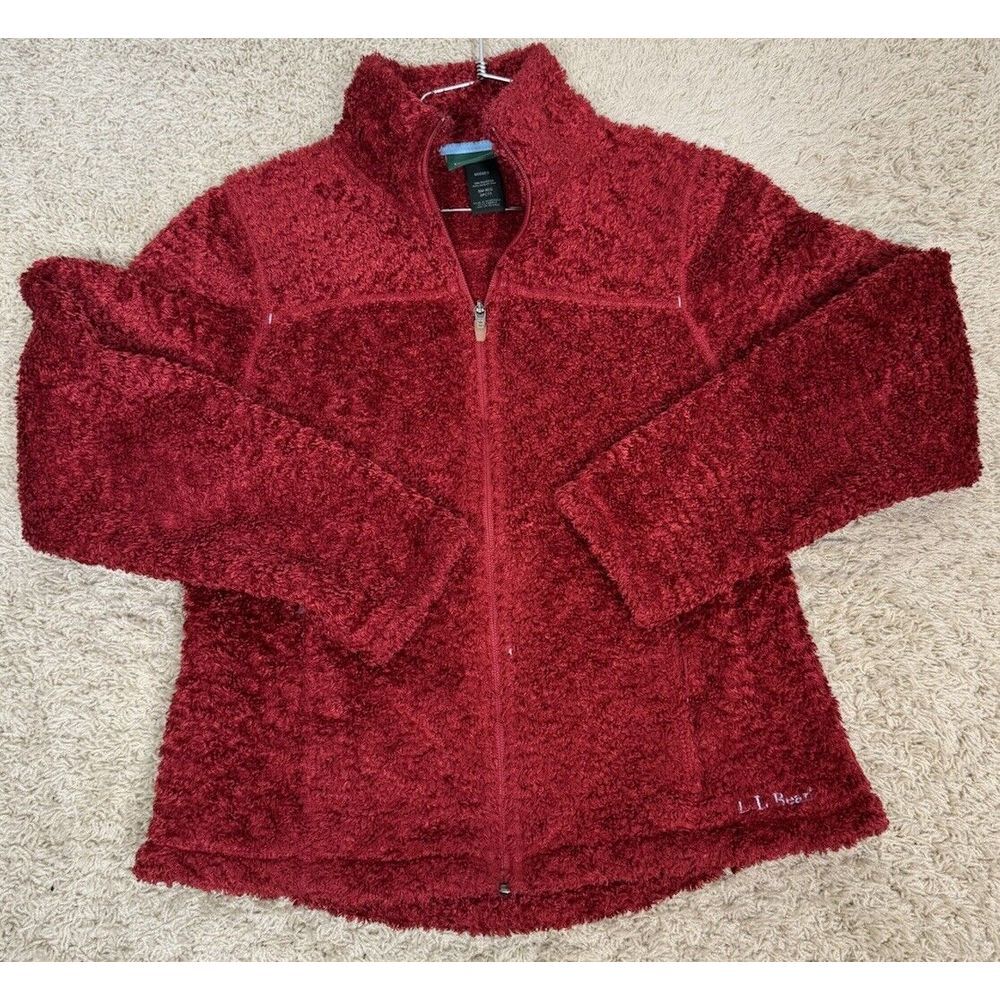 LL Bean Women's Polartec Hi-Pile Berber Sherpa Fleece Zip Jacket Size Small Cozy